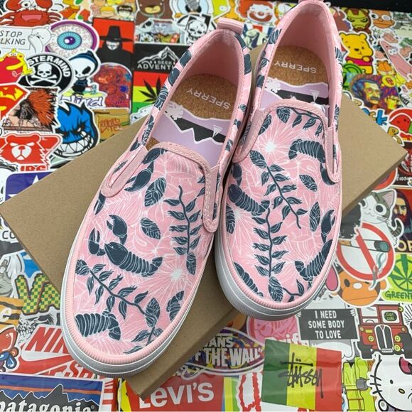 Sperry Crest Resort Pink Floral Slip Ons Women's Various Size - Picture 11 of 13